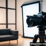 영화 제작 장비 리뷰 - A professional photography and videography studio setup featuring a modern mirrorless camera like th...